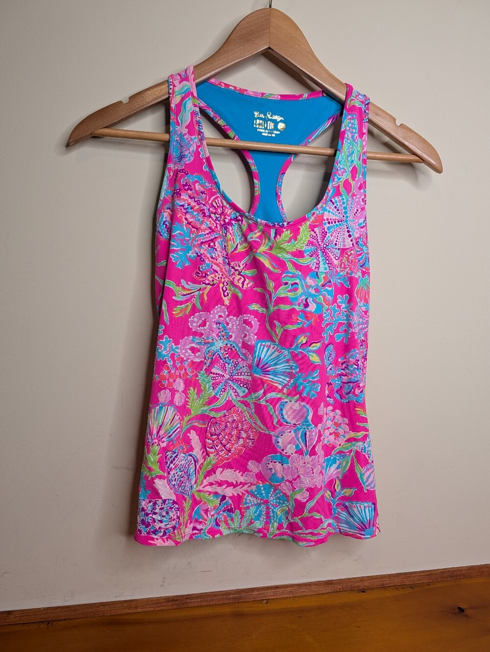 Lilly Pulitzer Luxletic XS Set Pink Coral Print Racerback Tank + Skort EUC - Picture 4 of 6